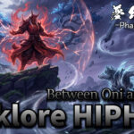 Japanese Folklore Hip-Hop, folklore hiphop artwork, anime girl yokai visual, Phantom Tone Between Oni and Wolf cover
