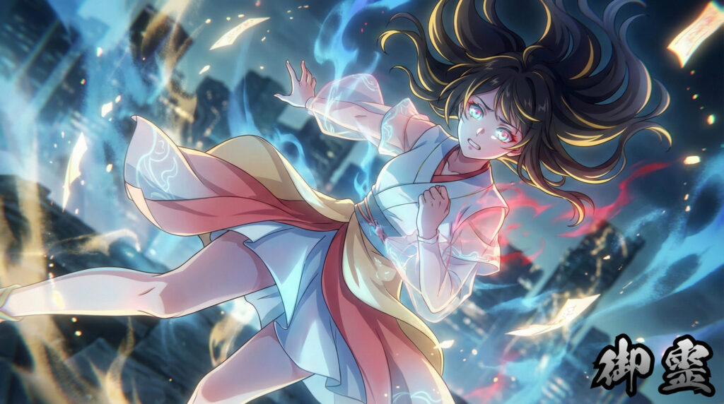 Modern reinterpretation of Goryō as a yokai girl, embodying transformed resentment, ritual pacification, and the sacred yet dangerous legacy of appeased spirits in Japanese folklore.