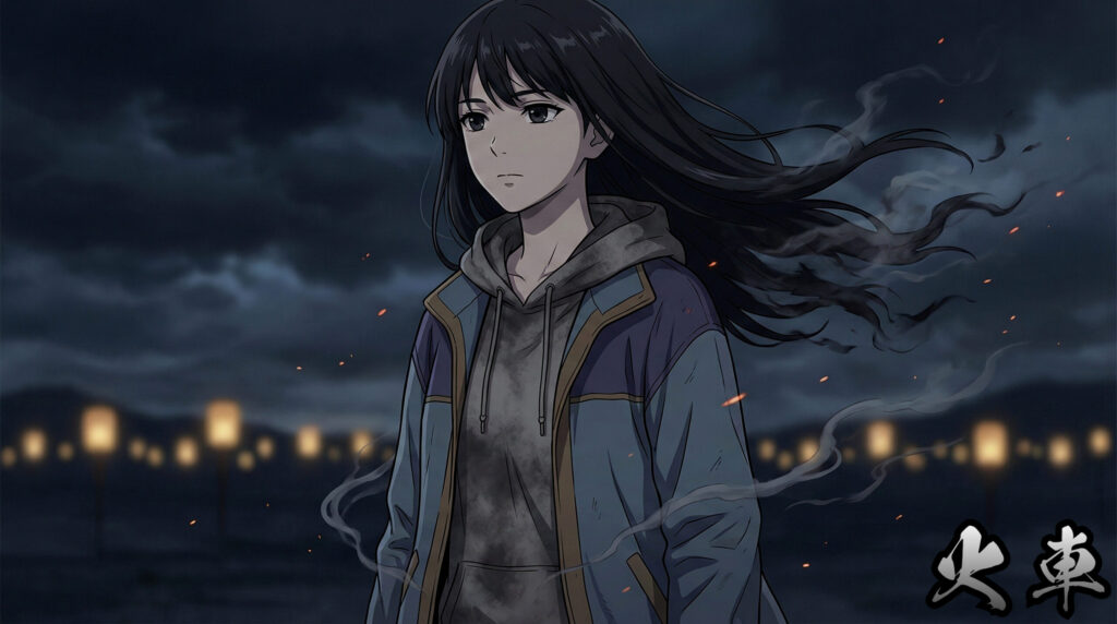 Anime-style beautiful girl inspired by Japanese yokai Kasha