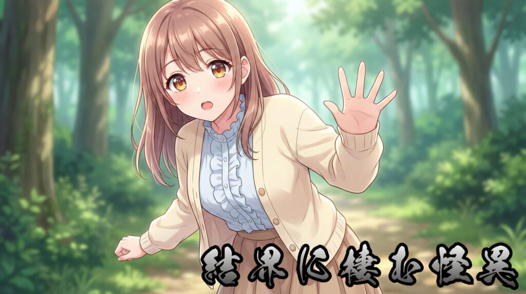 Modern reinterpretation of Kekkai Yōkai as a mysterious yokai girl, embodying liminal boundaries, sacred thresholds, and the unseen forces inhabiting ritual borders in Japanese folklore.