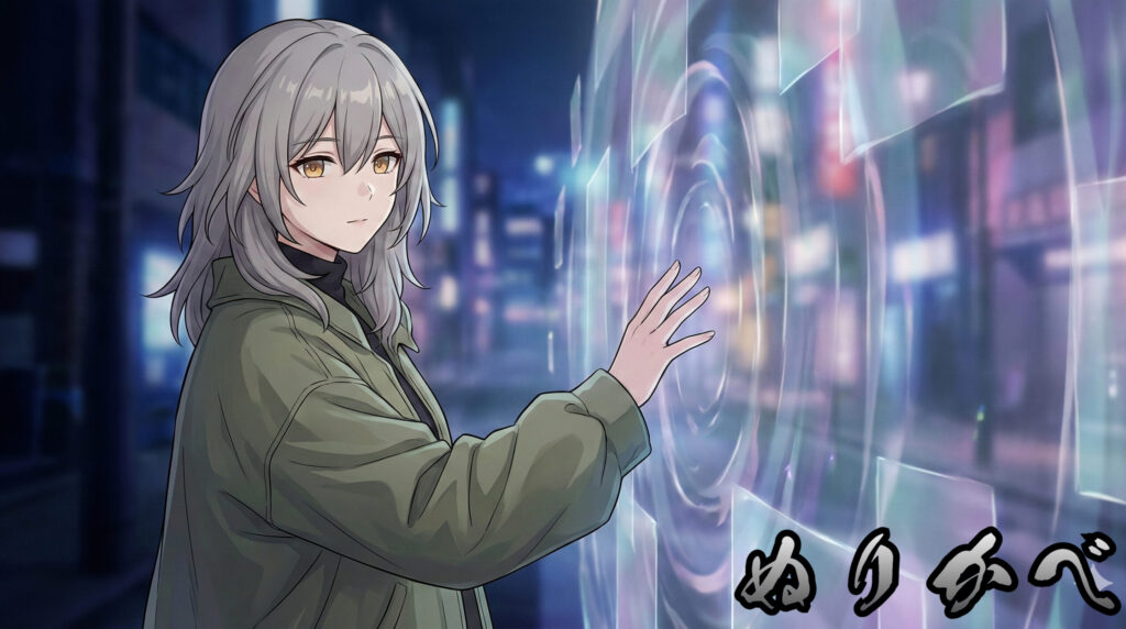 Anime-style beautiful girl inspired by the yokai Nurikabe, manipulating invisible walls and boundaries