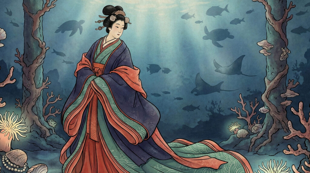 Ancient Japanese folklore princess Otohime from Ryugu