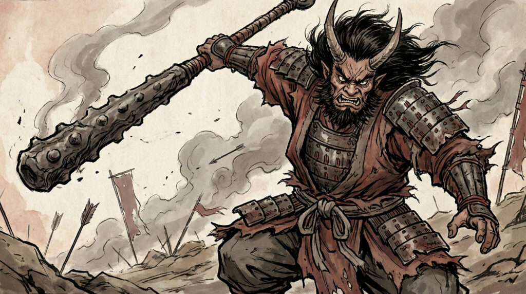 Ura | Phantom Tone Folklore Visual Ura, an oni from Japanese folklore associated with the Kibi region, symbolizing a demonized local ruler, political resistance, and the transformation of history into myth.