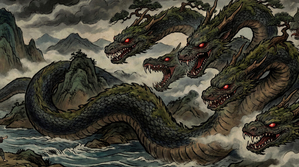 Ancient Japanese eight-headed serpent Yamata no Orochi