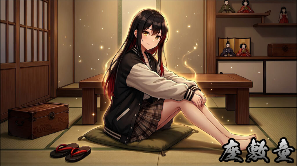 A modern reinterpretation of the Zashiki-warashi from Japanese folklore — transformed into an anime-style water spirit girl. A fusion of mythology and contemporary street aesthetic.